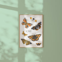 Butterfly art print framed in a thin frame