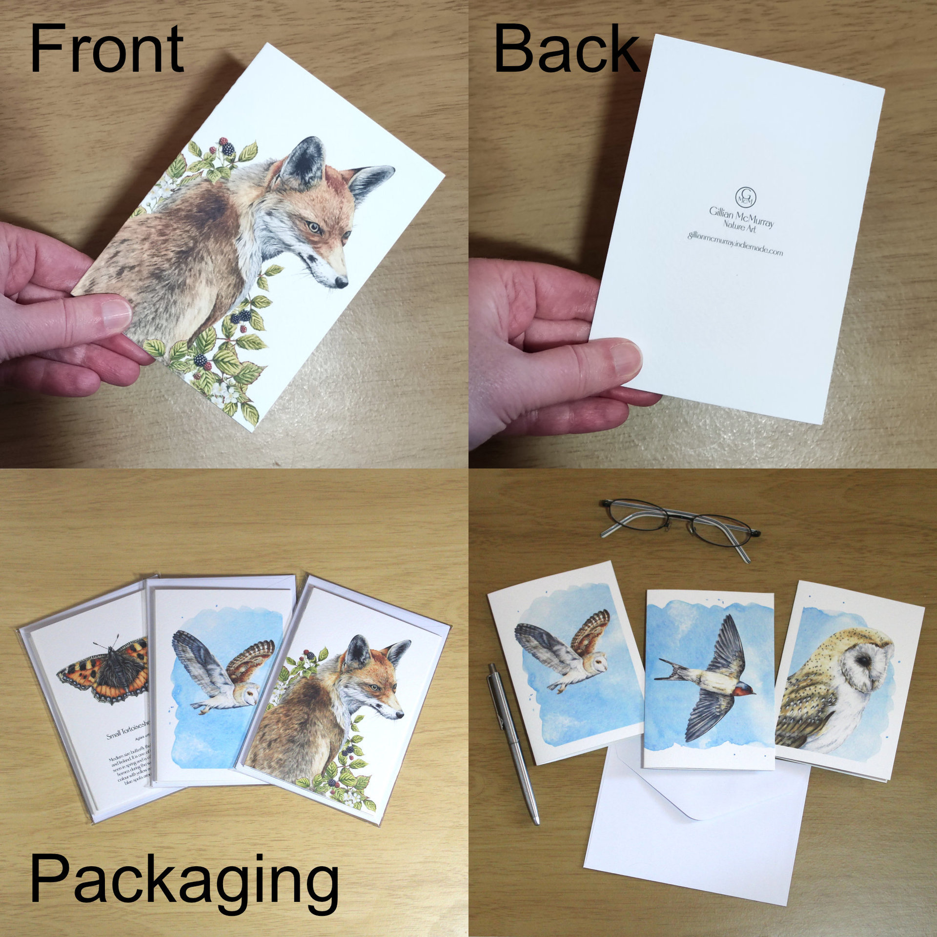 Image showing the front, back and packaging of greetings card sets