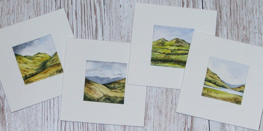 Four watercolour paintings of scotland