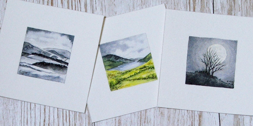 Three watercolour paintings of scotland