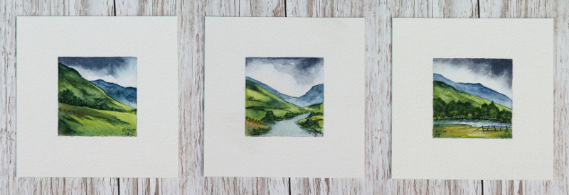 Miniature watercolour landscapes of Scotland